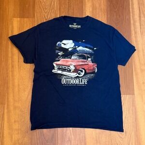 Outdoor Life Navy Graphic T-Shirt Men's Size Large
